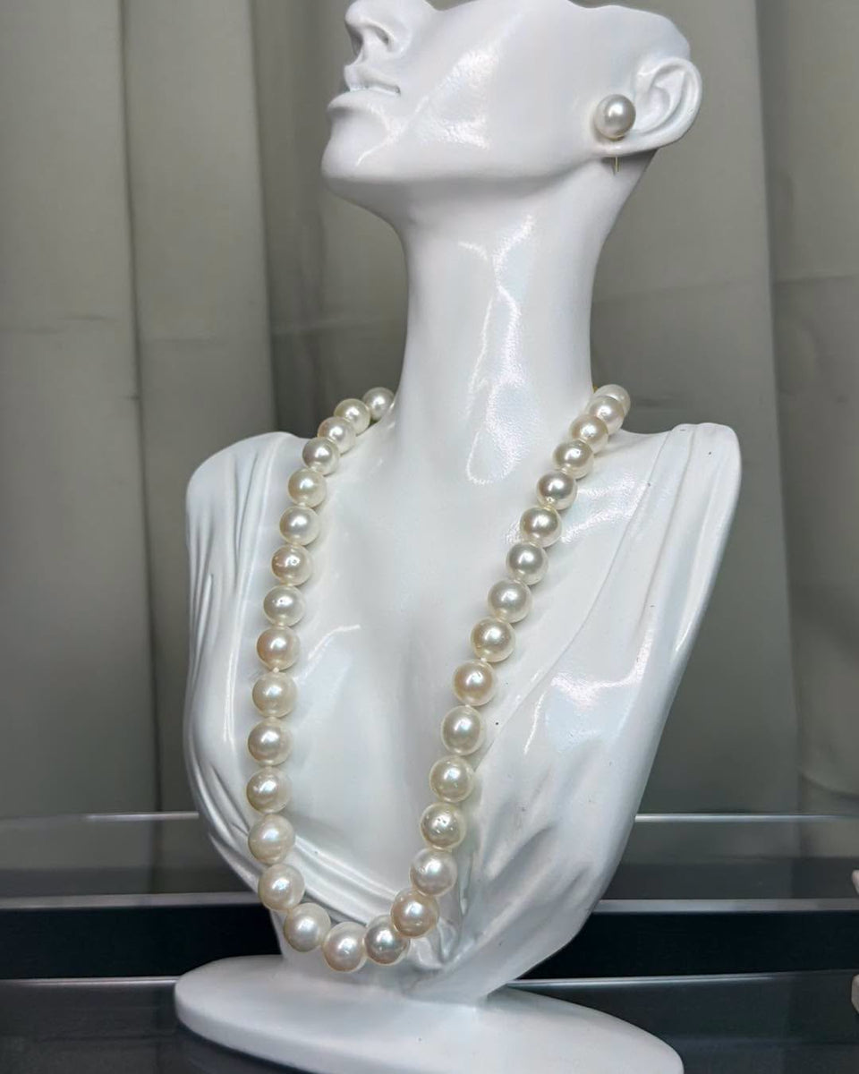 12–14mm Creamy White South Sea Pearl Necklace 18-inch strand