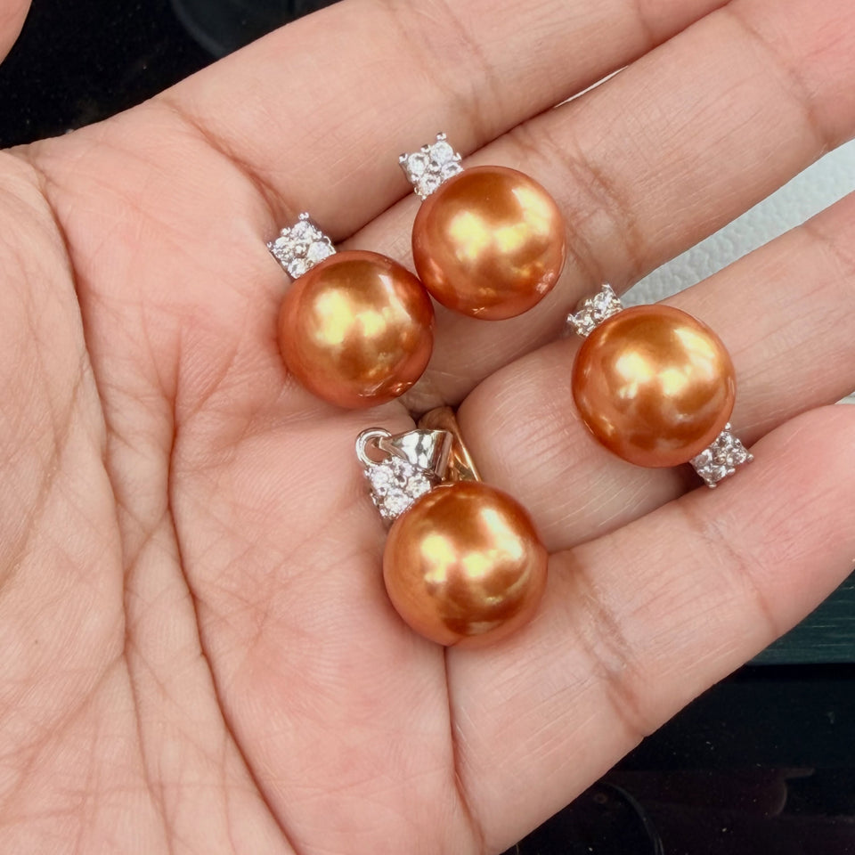 12mm Deep Golden South Sea Pearl Set
