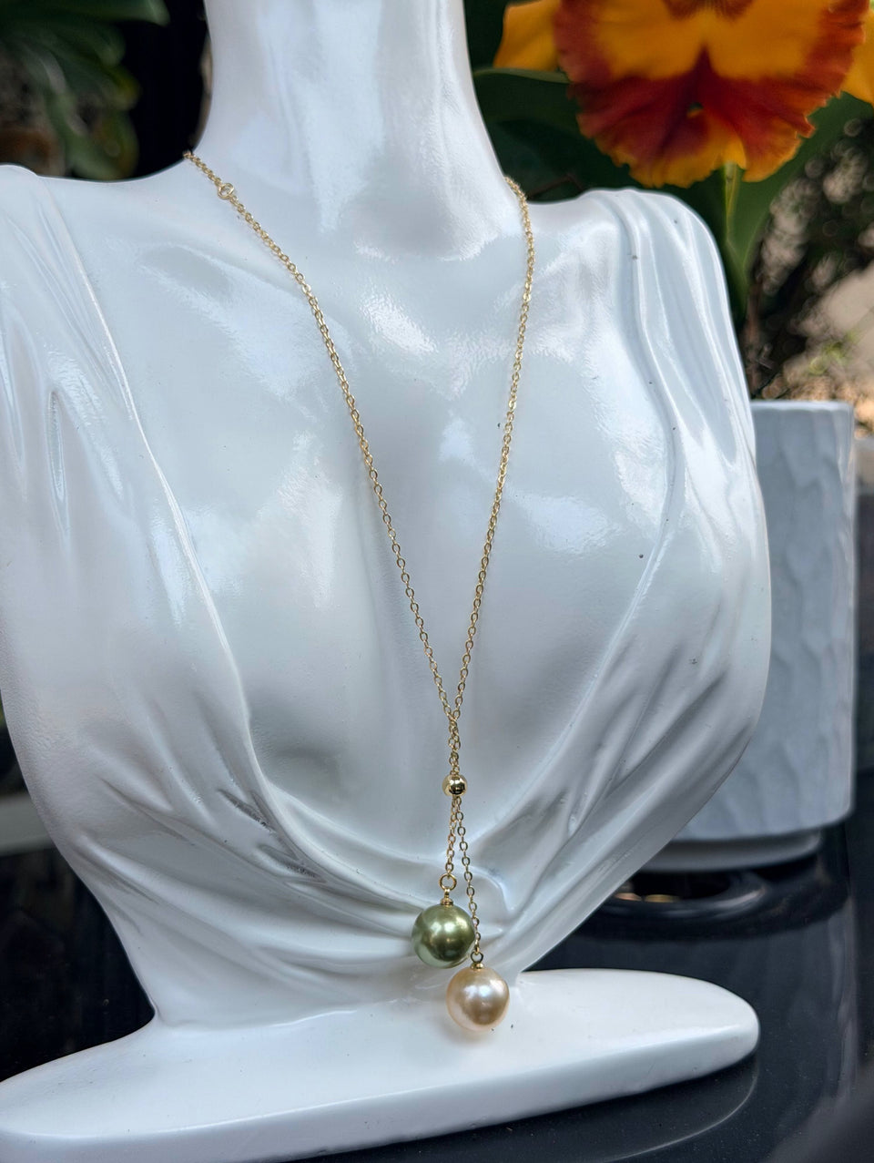 13mm South Sea Pearl Double-Pearl Necklace