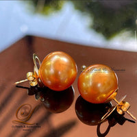 15.8mm Golden SouthSea Pearl Stud Earrings
