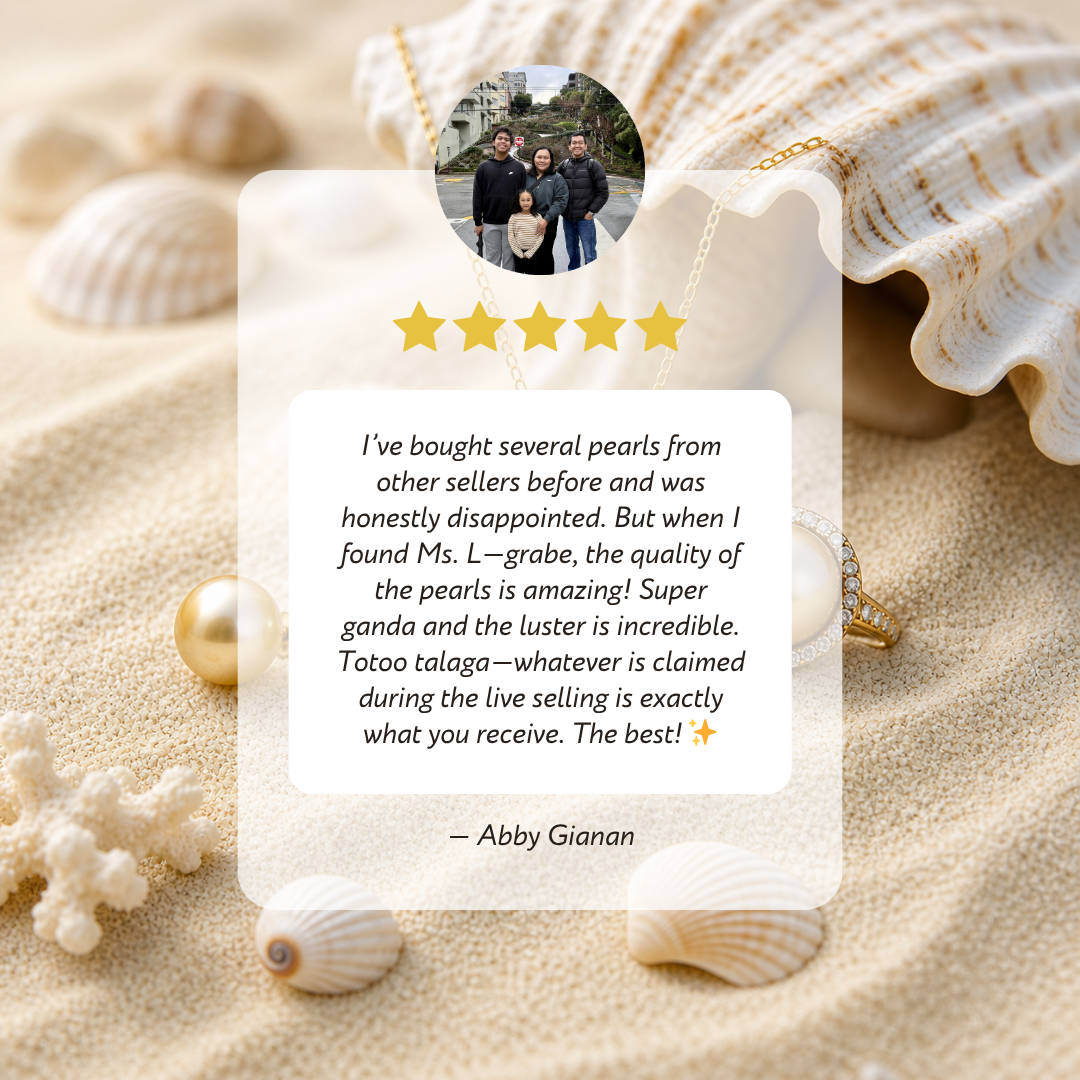5 star review and recommendation of L's Pearls from Facebook costumers