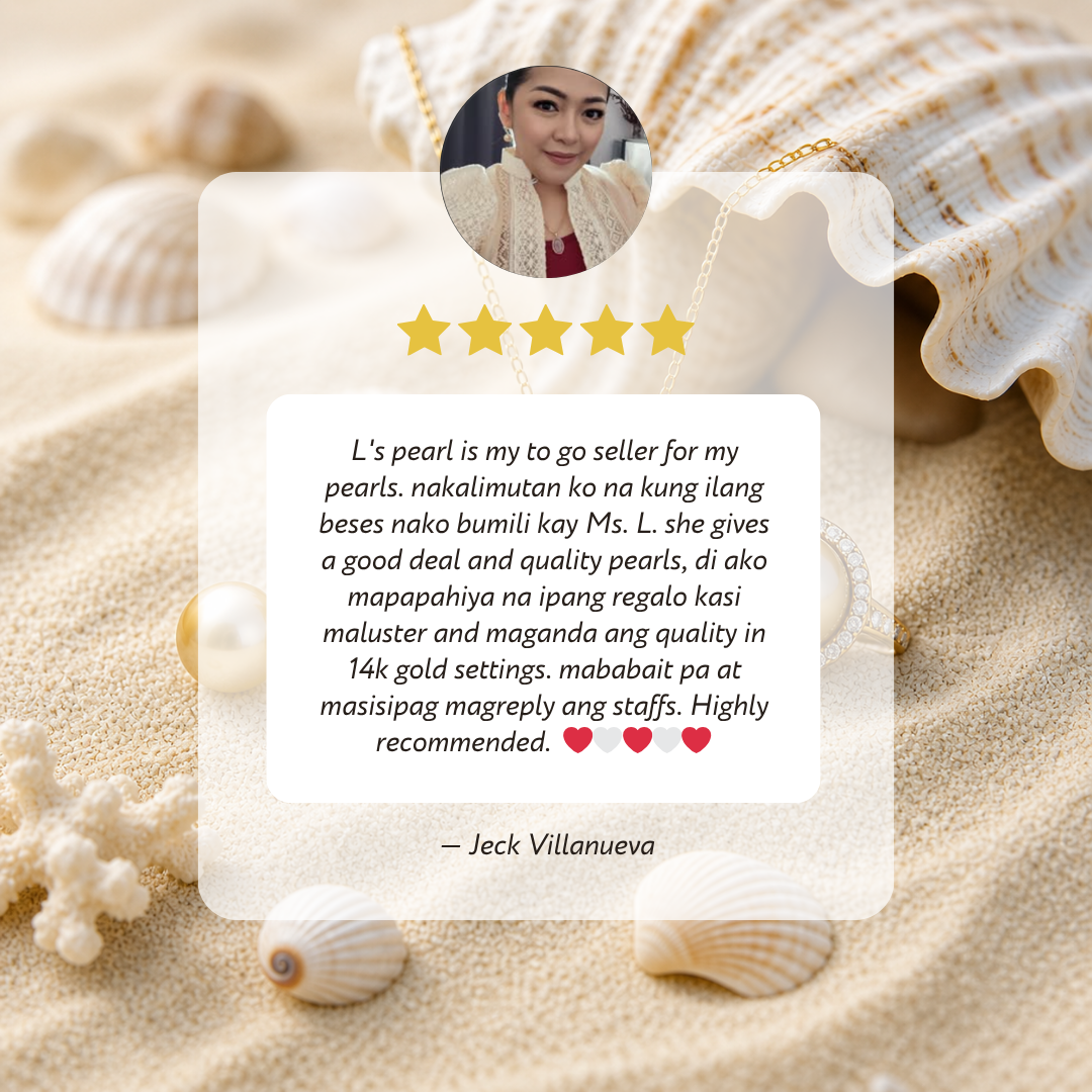 5 star review and recommendation of L's Pearls from Facebook costumers